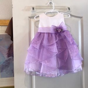 Enchanting White and Lavender Lil Girl Party Dress